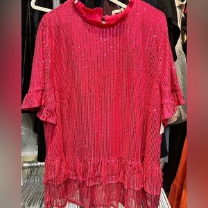 3XL Giddyup Glamour fuschia sequin blouse - new and never worn